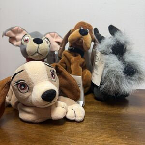 The Disney Store lot of 4 LADY AND THE TRAMP Plush Beanies - jock & trusty NWT